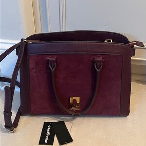 Karl Lagerfeld suede and leather satchel